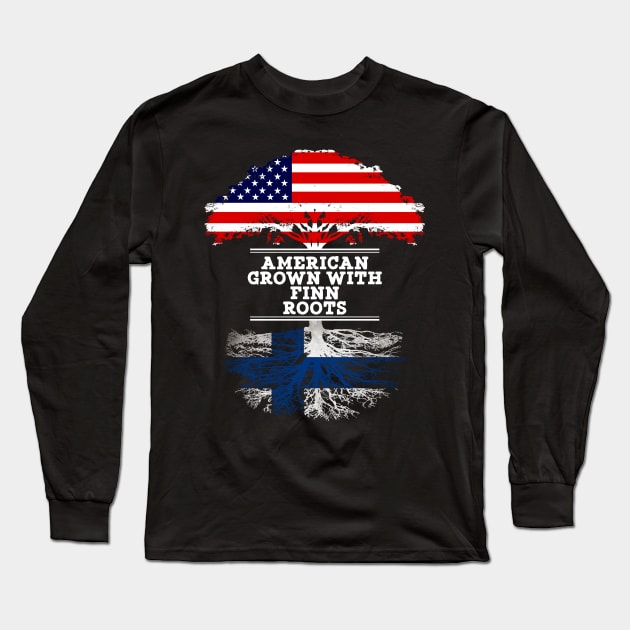 American Grown With Finn Roots - Gift for Finn From Finland Long Sleeve T-Shirt by Country Flags